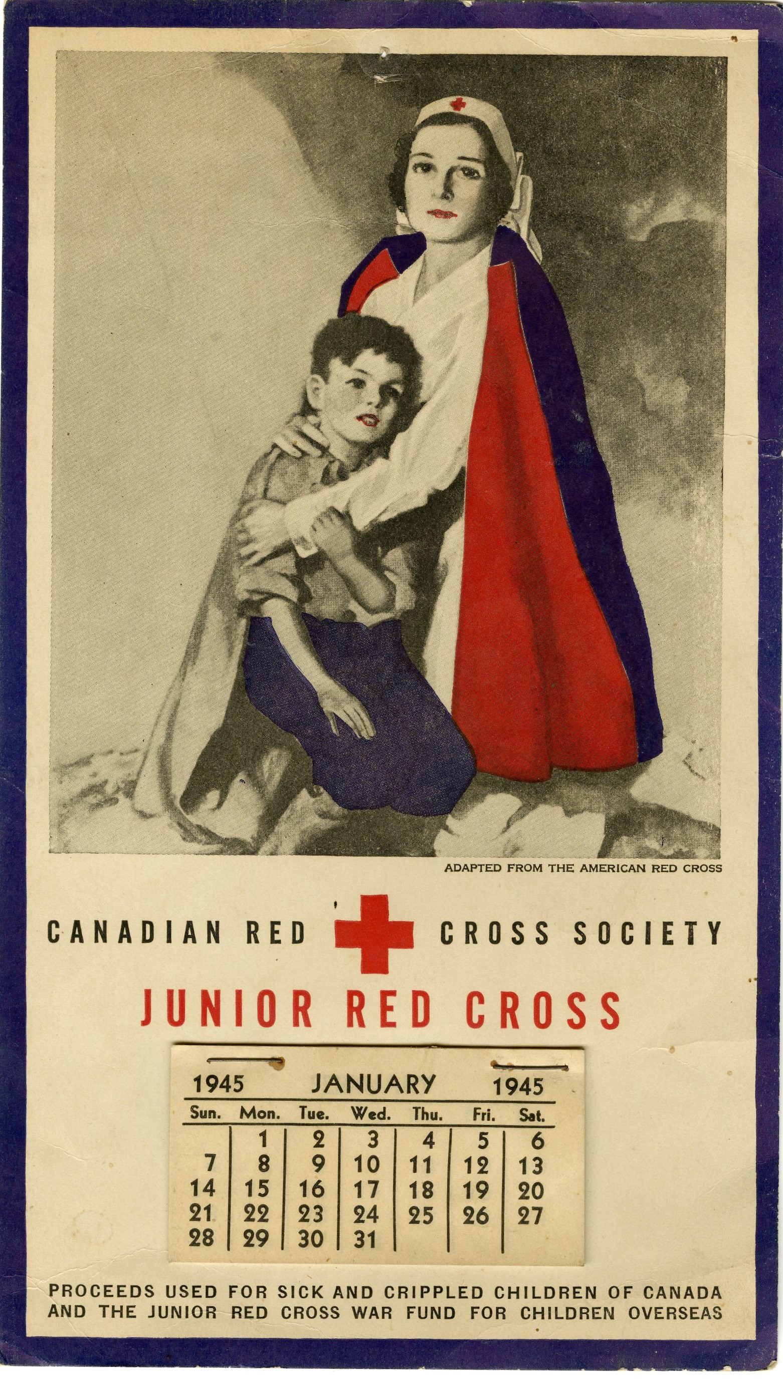 Junior Red Cross Calendar Wartime Canada